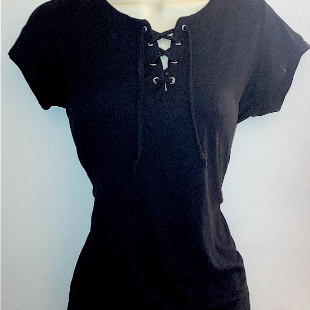 (Hot Kiss) Black Lace up top